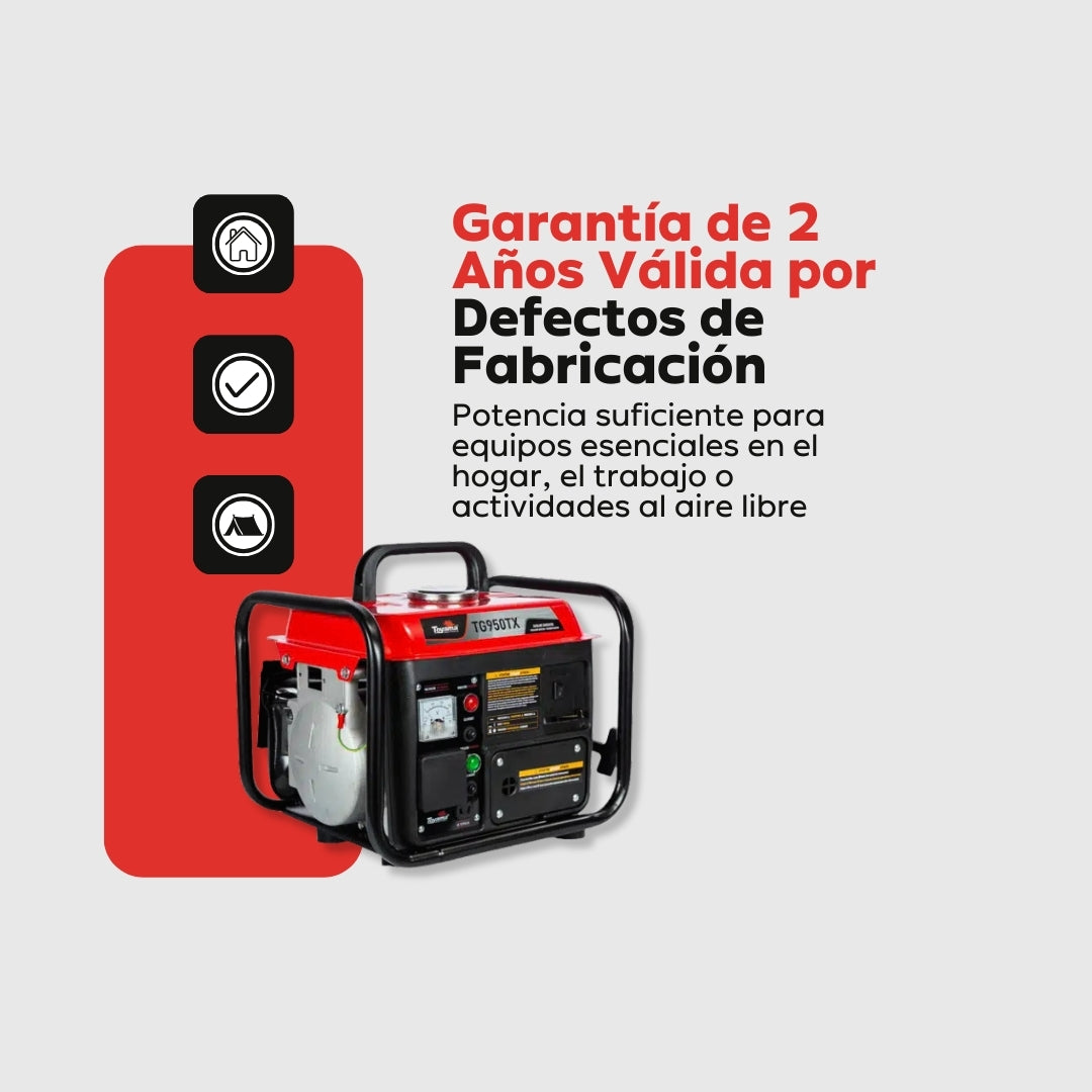 Planta Eléctrica Gasolina Toyama TG950TX - 0,9 kVA (≈ 900W) - Monofásica 110-127V