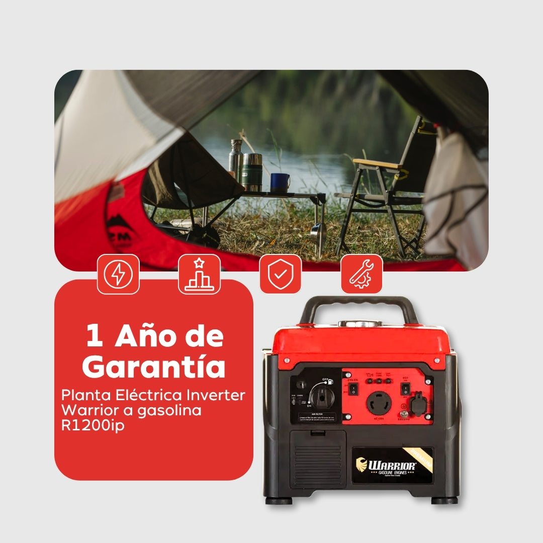 Planta Eléctrica Inverter Warrior R1200IP – 1,2 kW Máxima / 1,0 kW Nominal | 120 V