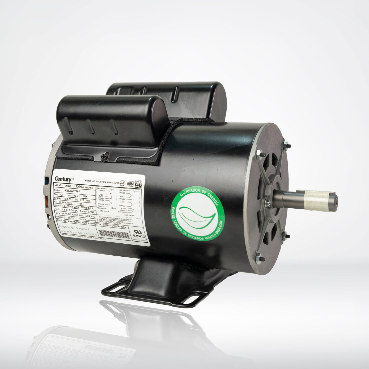 Motor Eléctrico Monofásico CENTURY 0.5 HP 1800 RPM Carcasa Semiabierta (ODP)