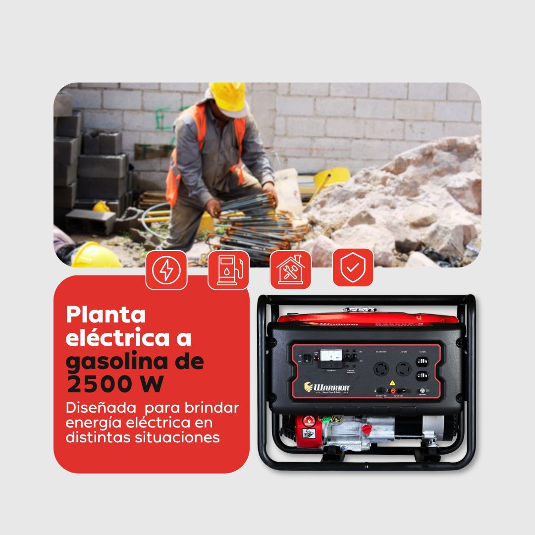 Planta Eléctrica Gasolina Warrior R2500P-8 – 2,2 kW Nominal / 2,5 kW Pico | 120/240 V