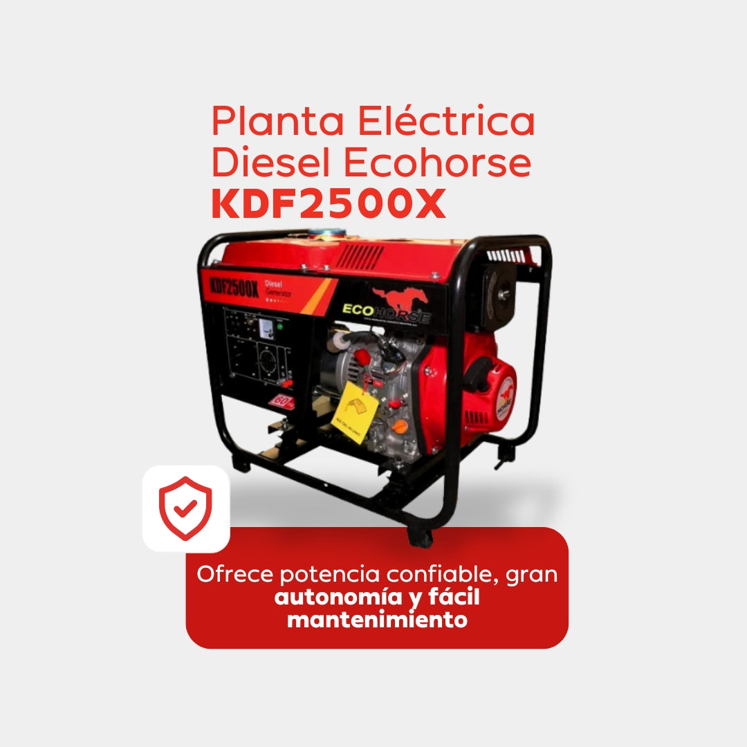 Planta Eléctrica Diesel Ecohorse KDF2500X 2,2 kW / 4,2 HP – Generador Monofásico 110/220 V