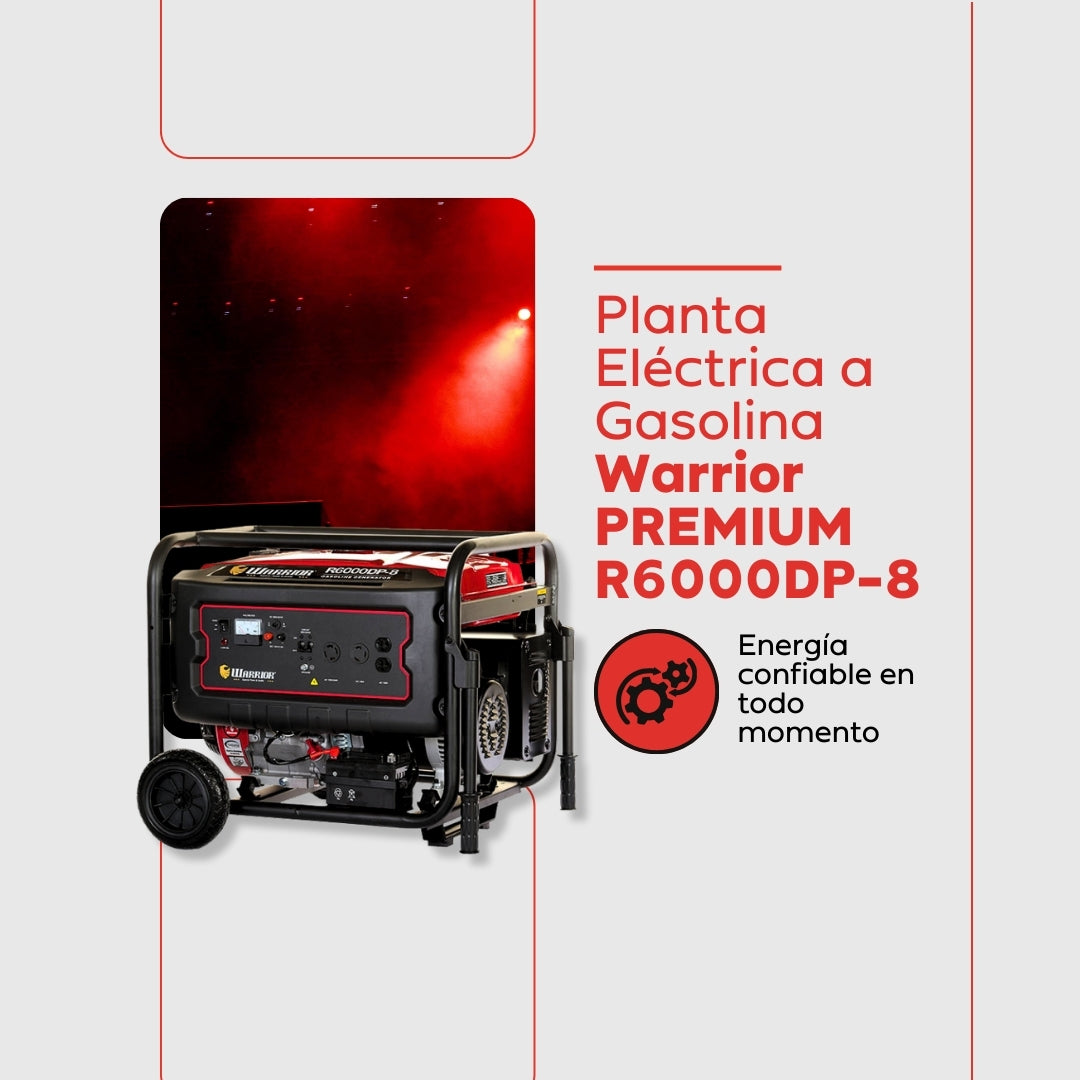 Planta Eléctrica Gasolina Warrior R6000DP-8 – 6 kW Máxima / 5,5 kW Nominal | 120-240 V Monofásica