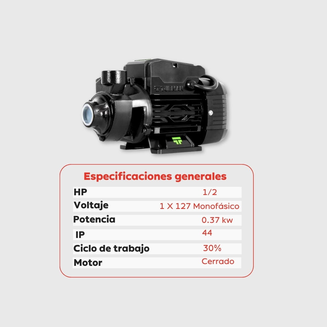 Electrobomba / Periférica 1/2 HP Tubman – Mini bomba doméstica de alto rendimiento