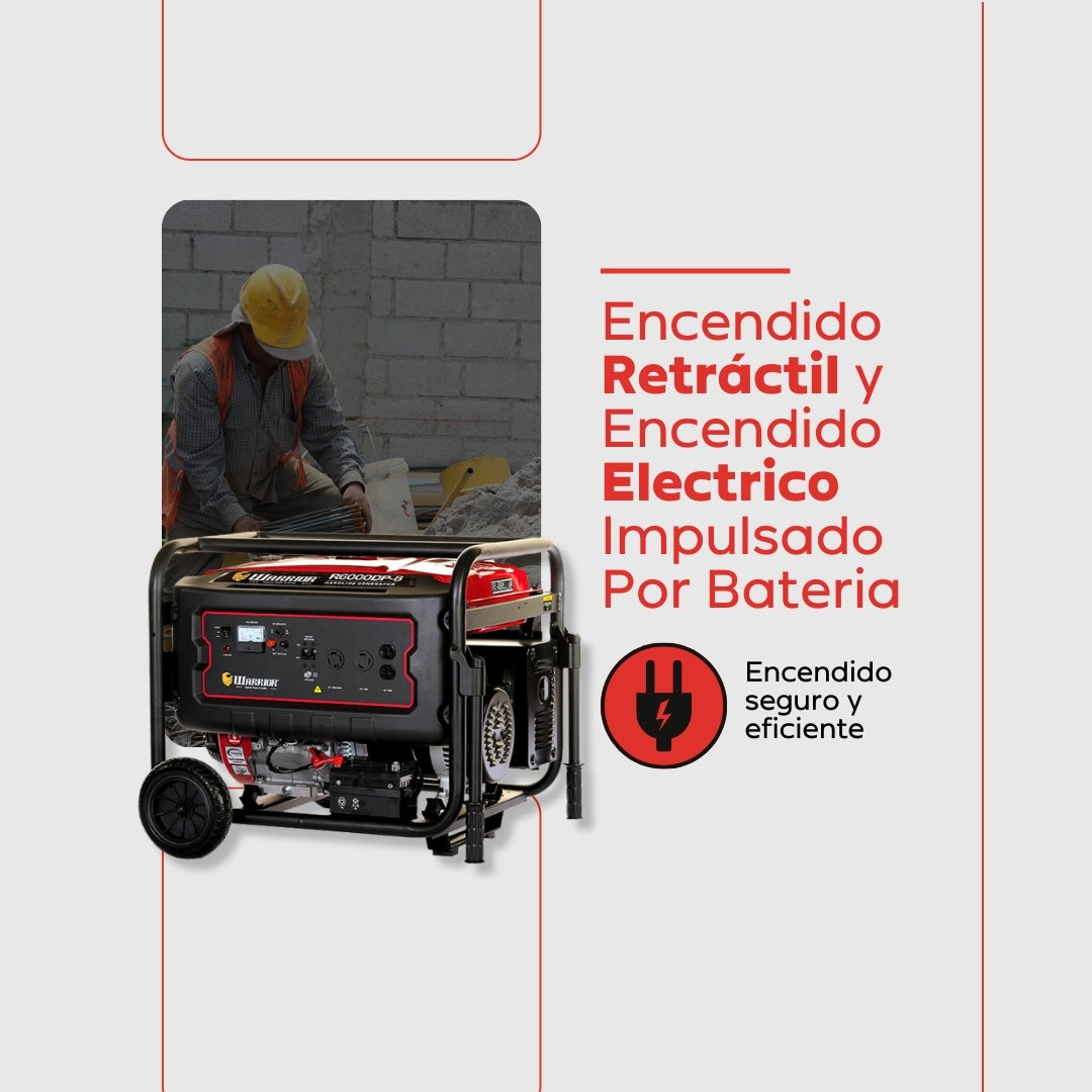 Planta Eléctrica Gasolina Warrior R6000DP-8 – 6 kW Máxima / 5,5 kW Nominal | 120-240 V Monofásica