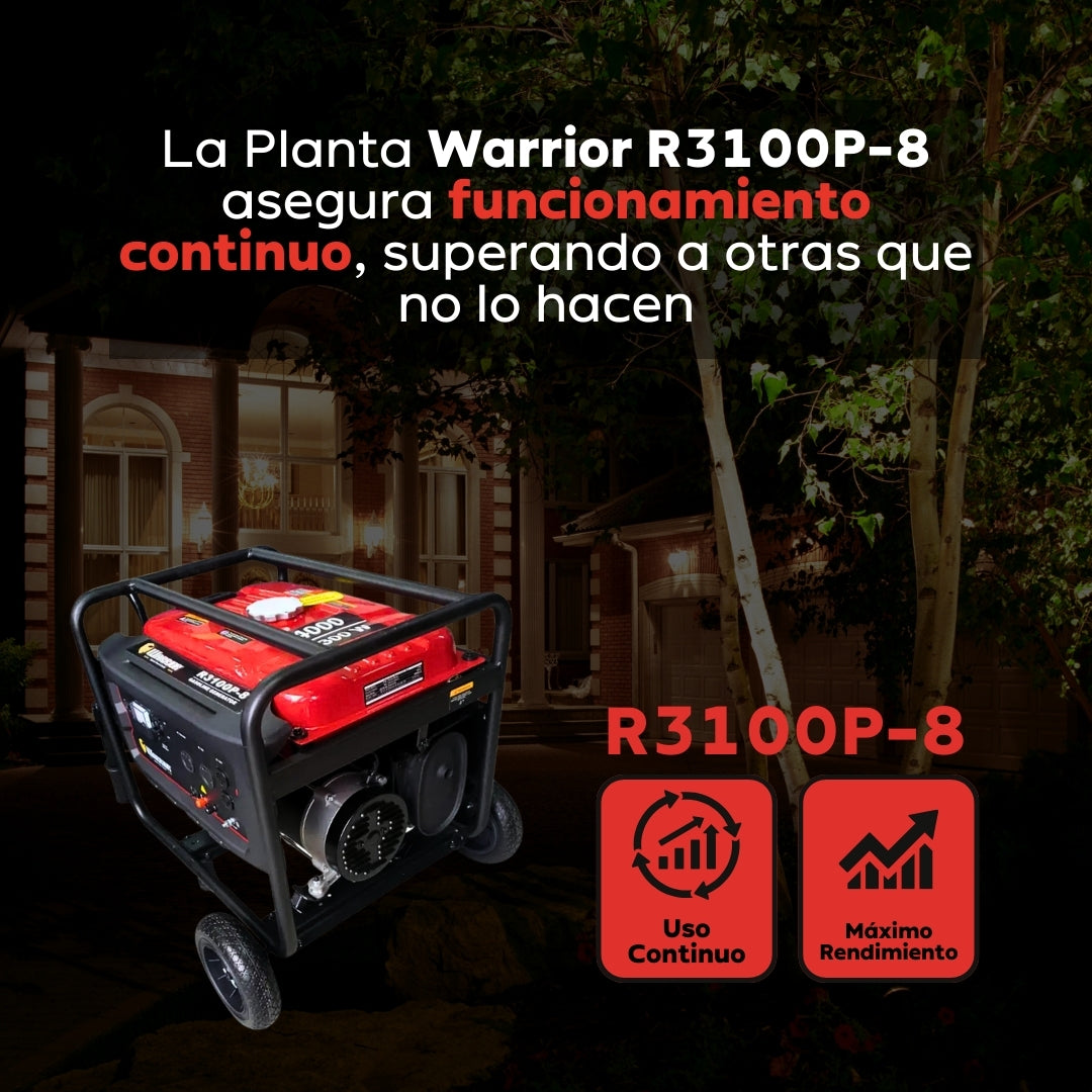 Planta Eléctrica Gasolina Warrior R3100P-8 – 3,1 kW (3.100W) / 110-240 V Monofásica