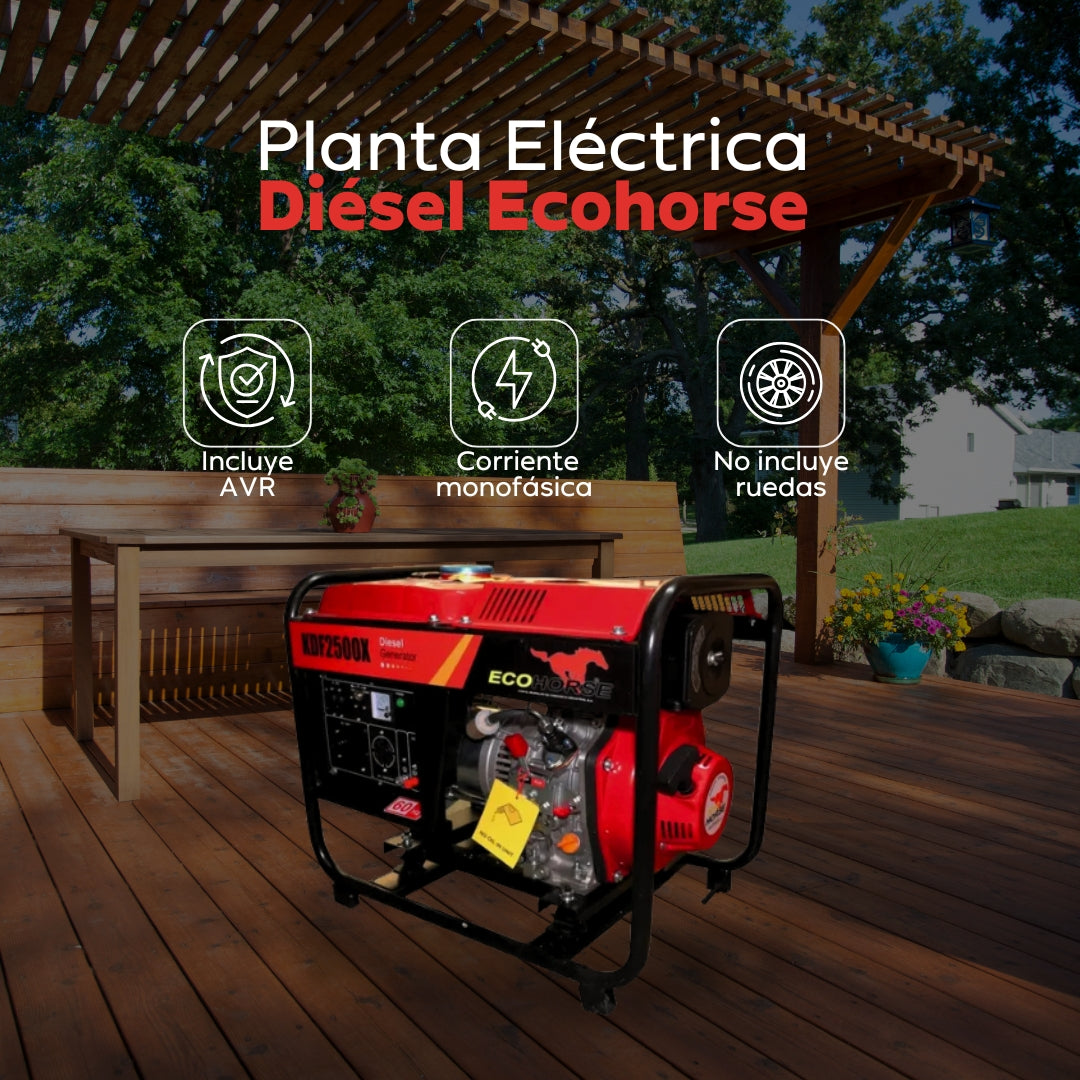 Planta Eléctrica Diesel Ecohorse KDF2500X 2,2 kW / 4,2 HP – Generador Monofásico 110/220 V