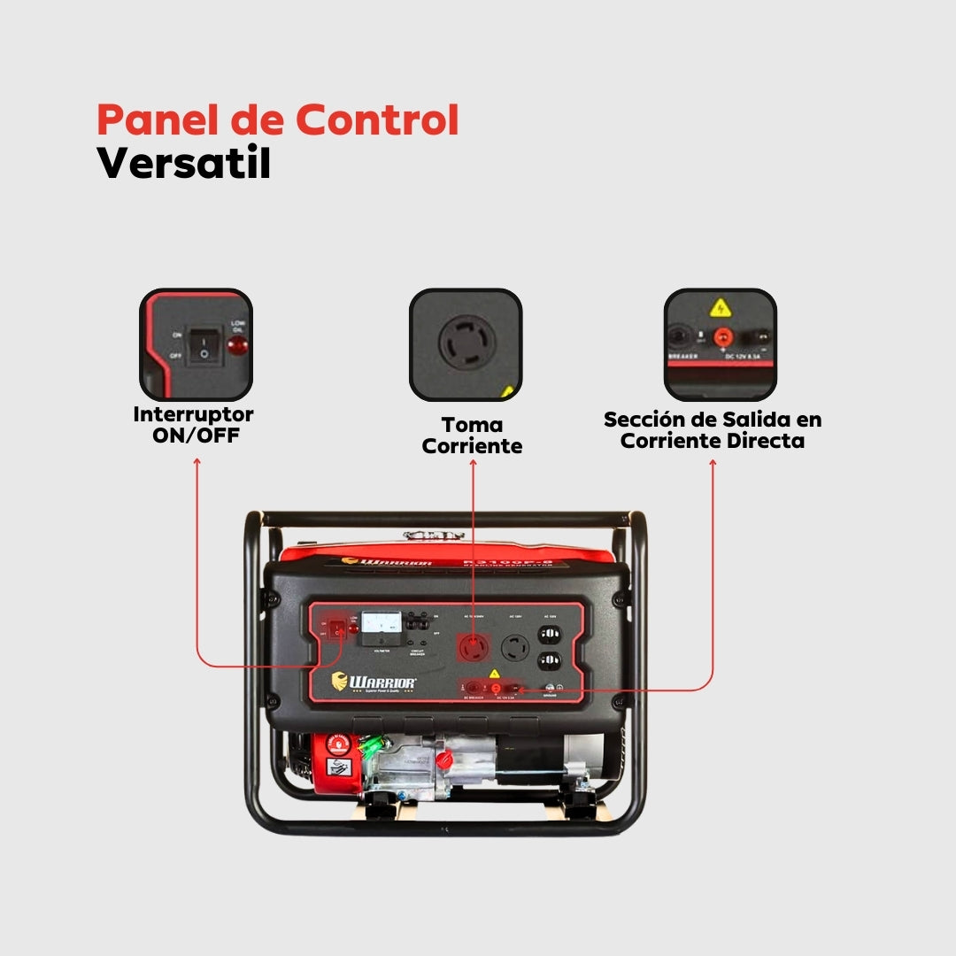 Planta Eléctrica Gasolina Warrior R3100P-8 – 3,1 kW (3.100W) / 110-240 V Monofásica