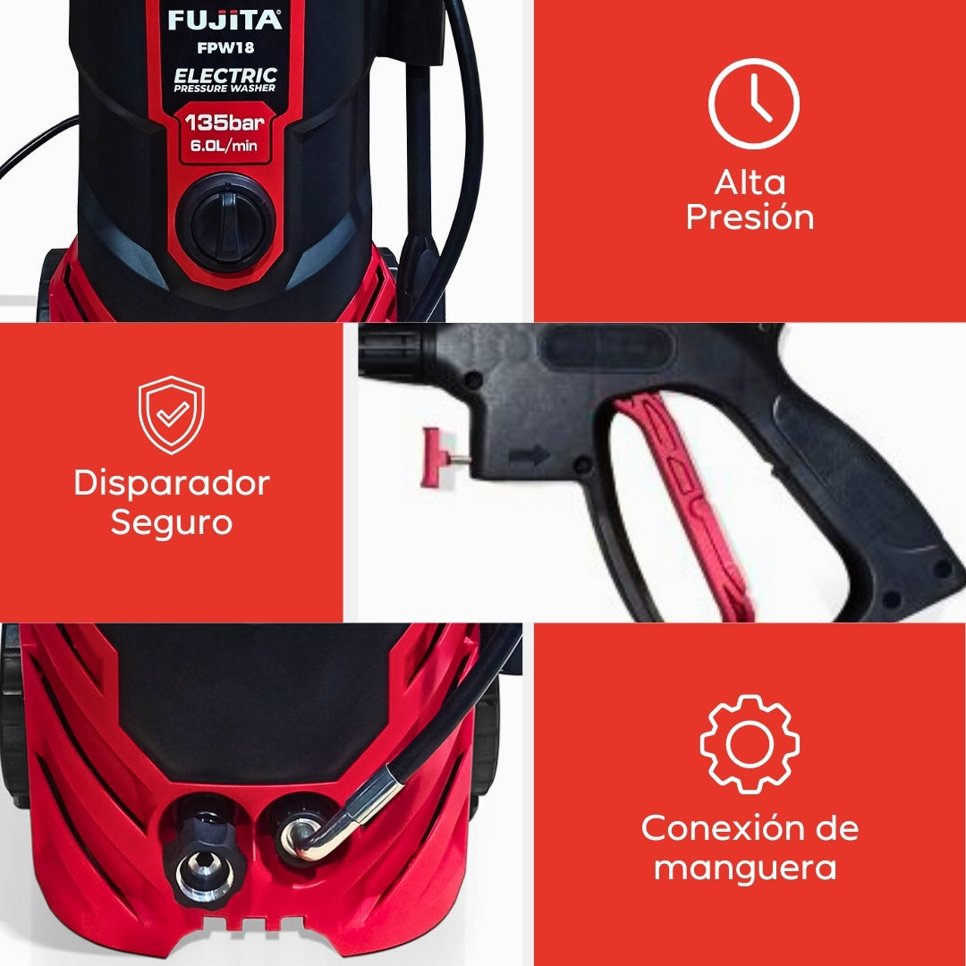 Hidrolavadora Eléctrica Fujita FPW18 – 1.800 W / 1.960 PSI / 6,0 L/min