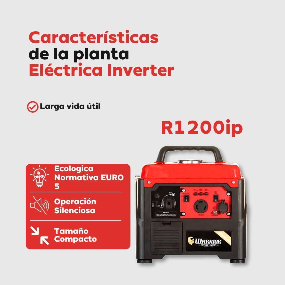 Planta Eléctrica Inverter Warrior R1200IP – 1,2 kW Máxima / 1,0 kW Nominal | 120 V