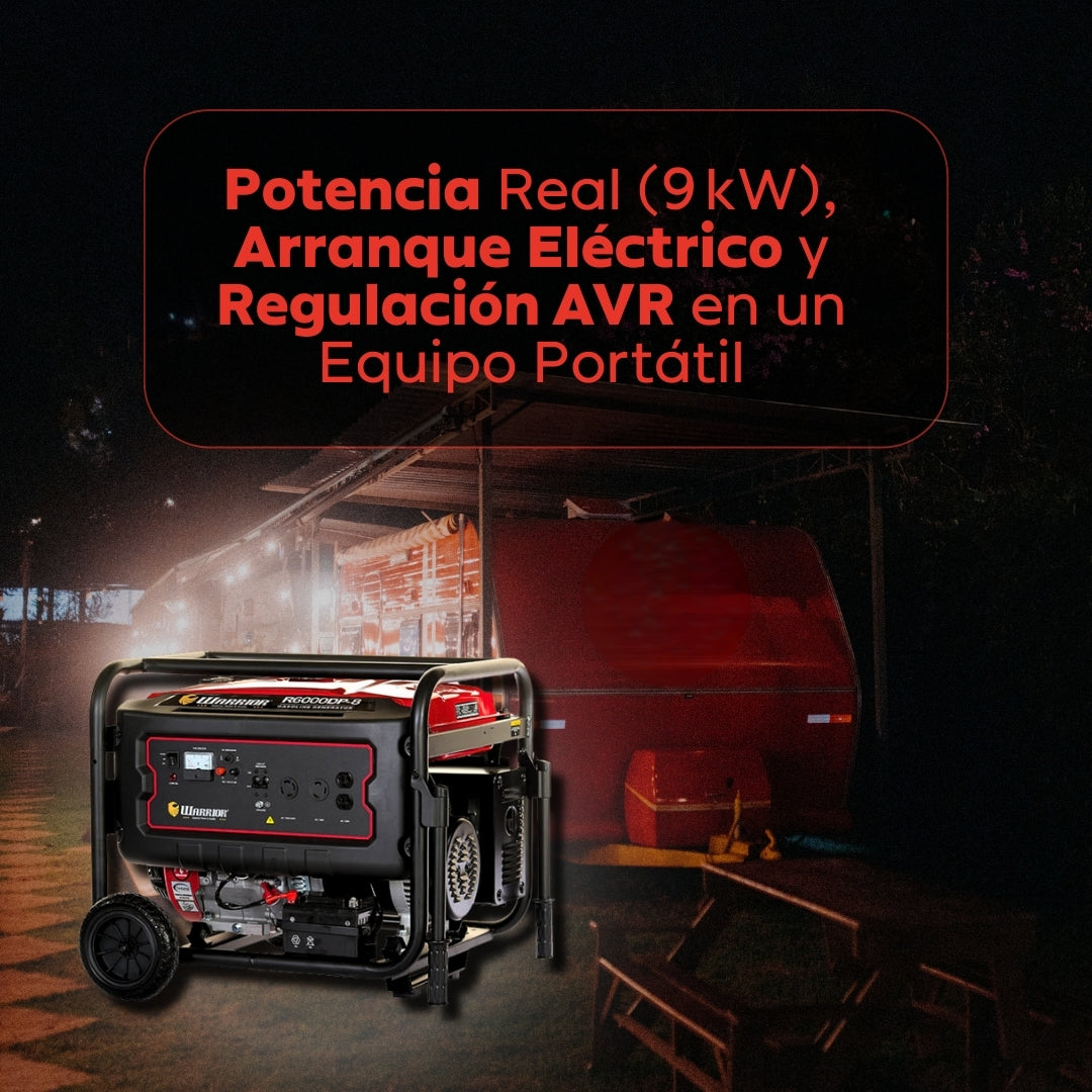 Planta Eléctrica Gasolina Warrior R6000DP-8 – 6 kW Máxima / 5,5 kW Nominal | 120-240 V Monofásica