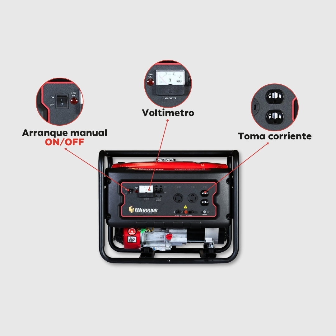 Planta Eléctrica Gasolina Warrior R2500P-8 – 2,2 kW Nominal / 2,5 kW Pico | 120/240 V