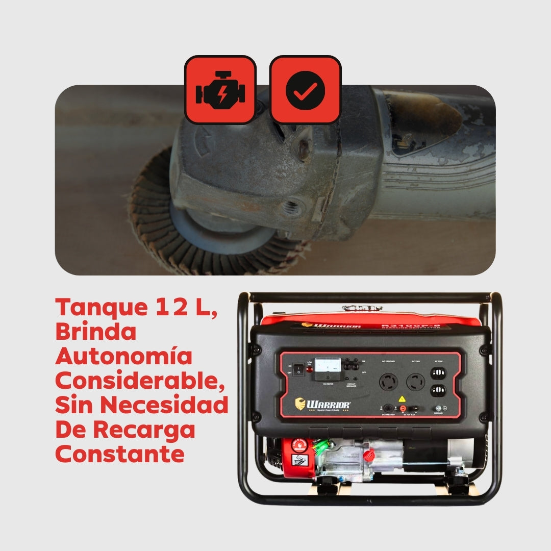 Planta Eléctrica Gasolina Warrior R3100P-8 – 3,1 kW (3.100W) / 110-240 V Monofásica