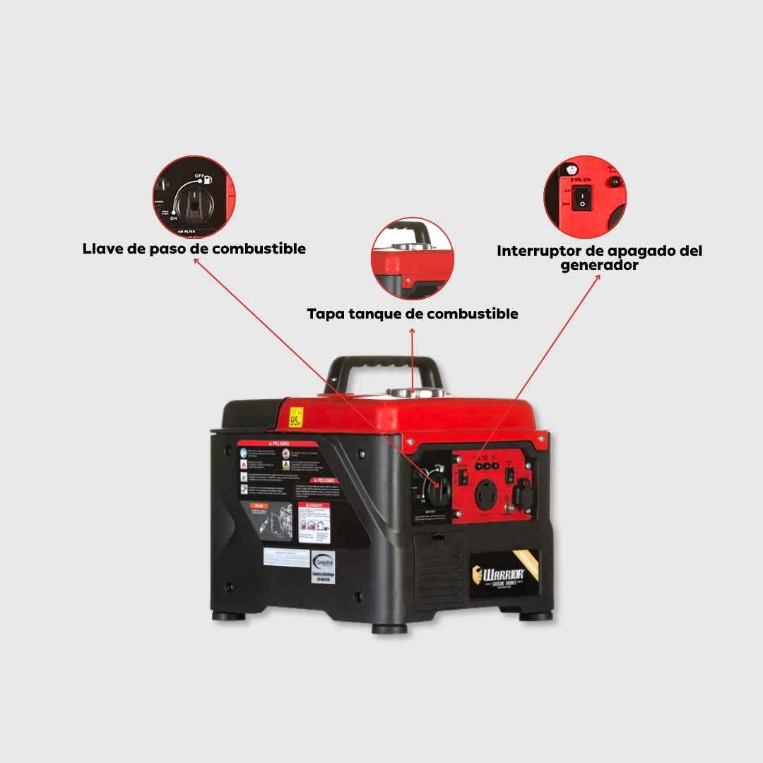 Planta Eléctrica Inverter Warrior R1200IP – 1,2 kW Máxima / 1,0 kW Nominal | 120 V