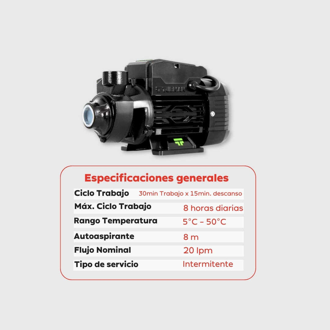 Electrobomba / Periférica 1/2 HP Tubman – Mini bomba doméstica de alto rendimiento