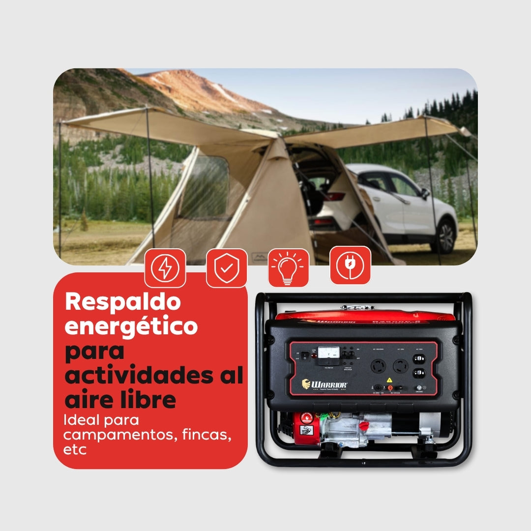 Planta Eléctrica Gasolina Warrior R2500P-8 – 2,2 kW Nominal / 2,5 kW Pico | 120/240 V