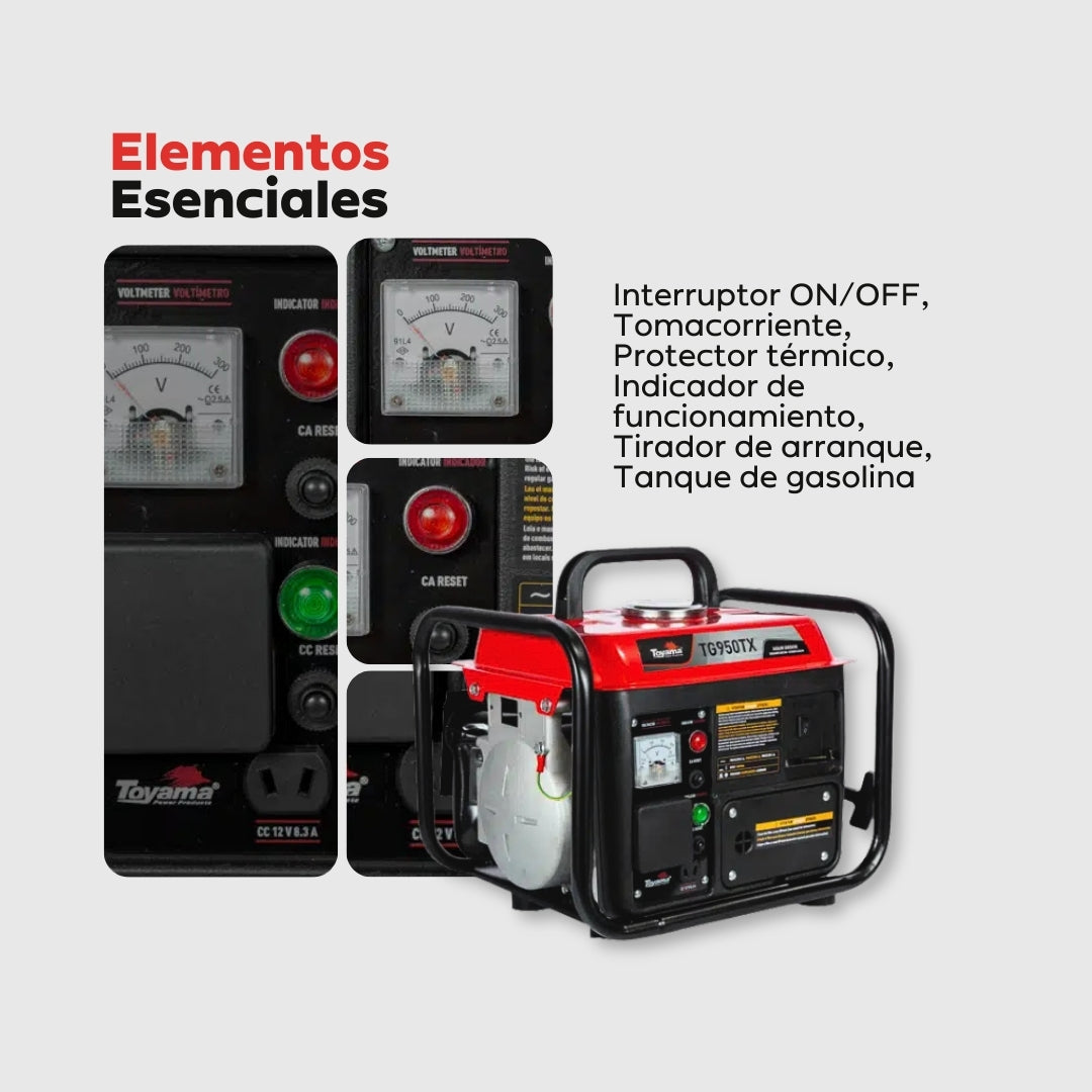 Planta Eléctrica Gasolina Toyama TG950TX - 0,9 kVA (≈ 900W) - Monofásica 110-127V