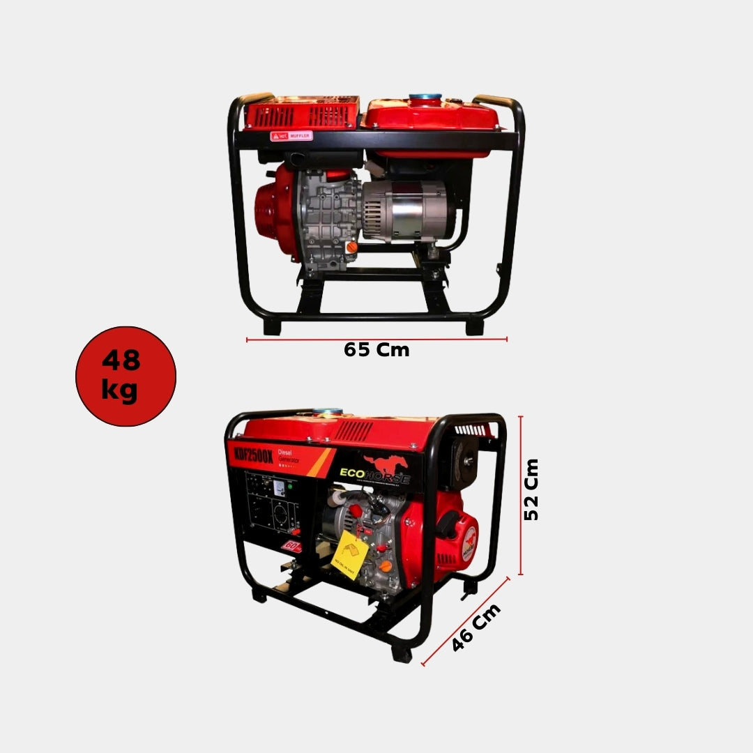 Planta Eléctrica Diesel Ecohorse KDF2500X 2,2 kW / 4,2 HP – Generador Monofásico 110/220 V