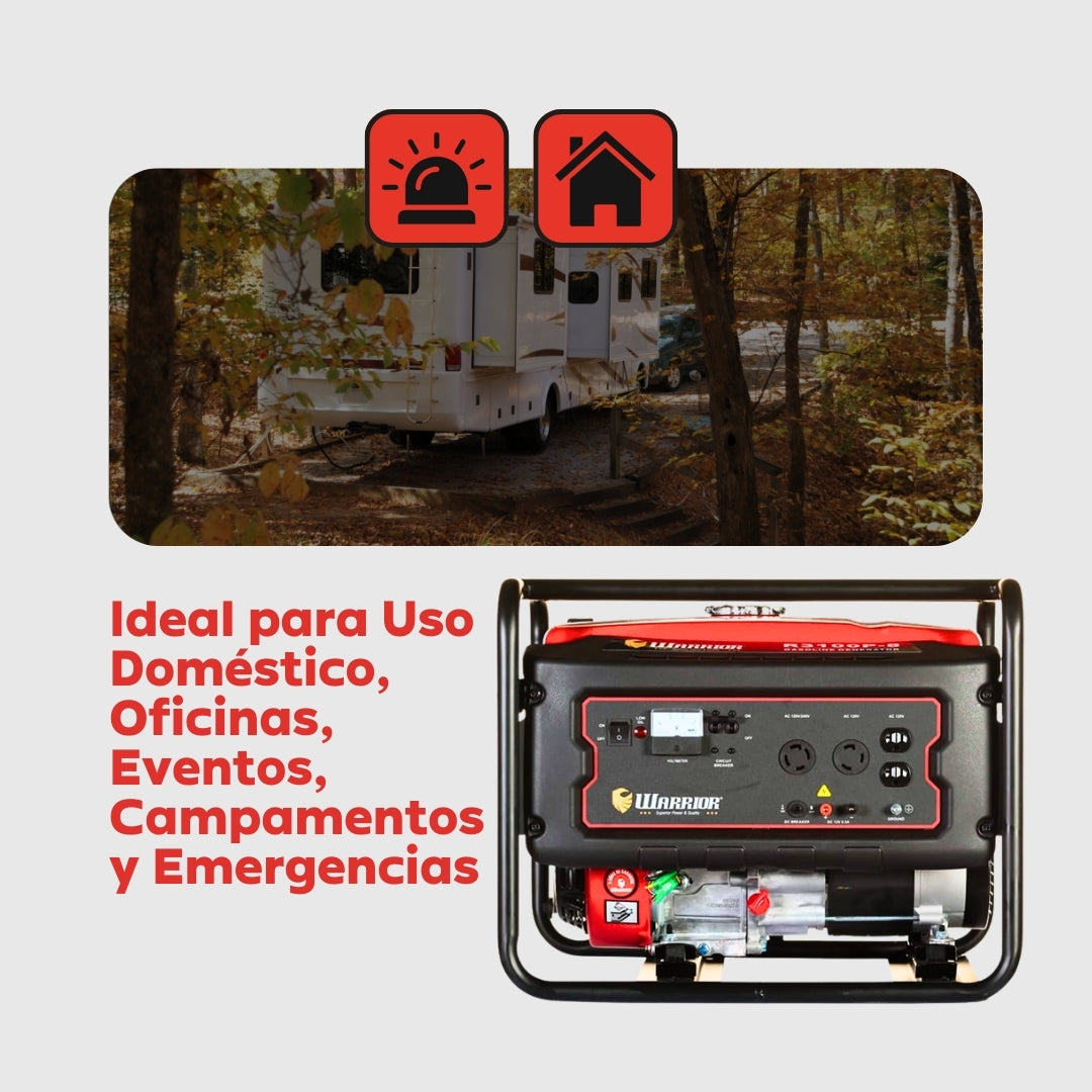 Planta Eléctrica Gasolina Warrior R3100P-8 – 3,1 kW (3.100W) / 110-240 V Monofásica