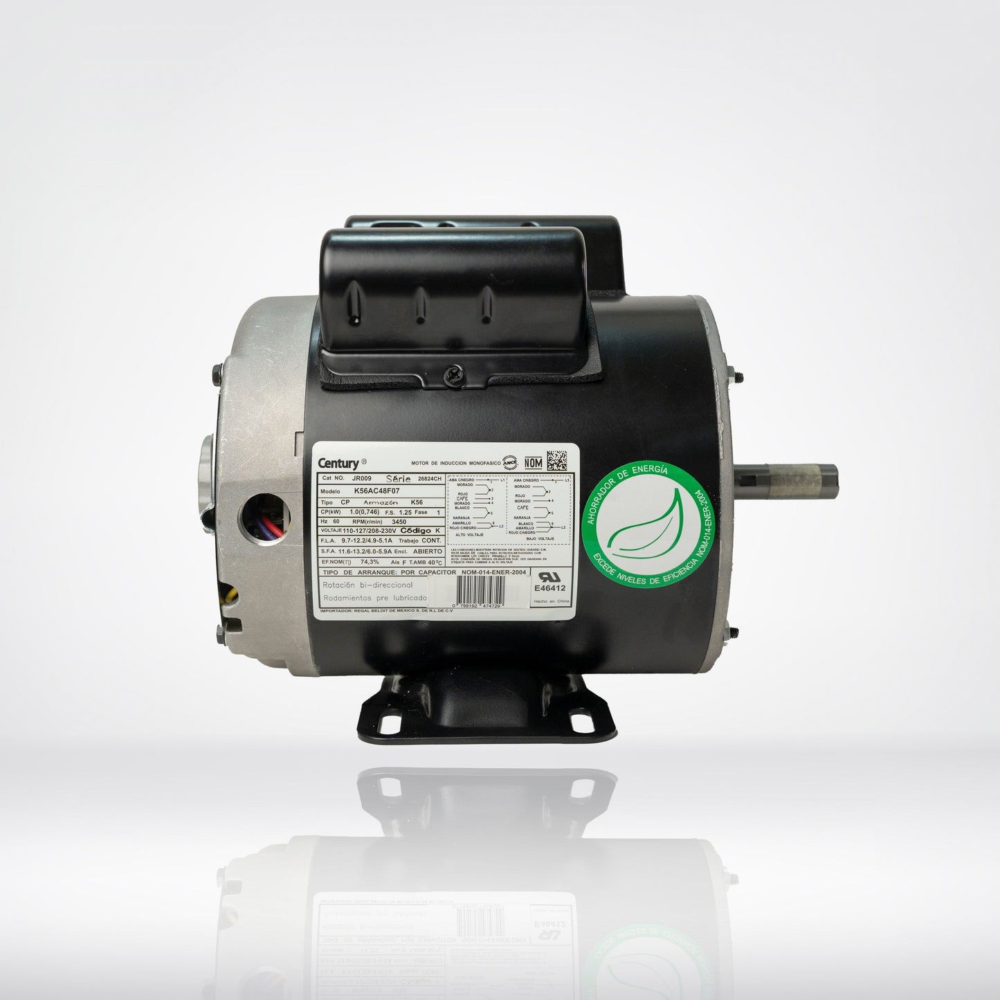 Motor Eléctrico Monofásico CENTURY 1 HP 3600 RPM Carcasa Semiabierta (ODP)