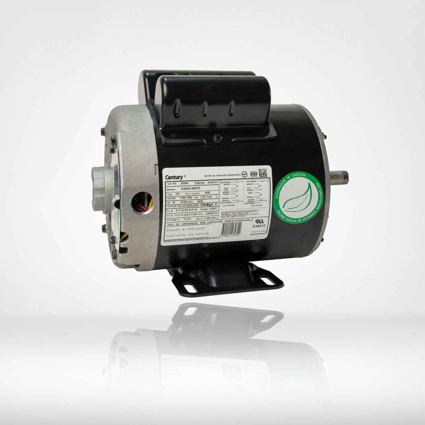 Motor Eléctrico Monofásico CENTURY 1 HP 3600 RPM Carcasa Semiabierta (ODP)