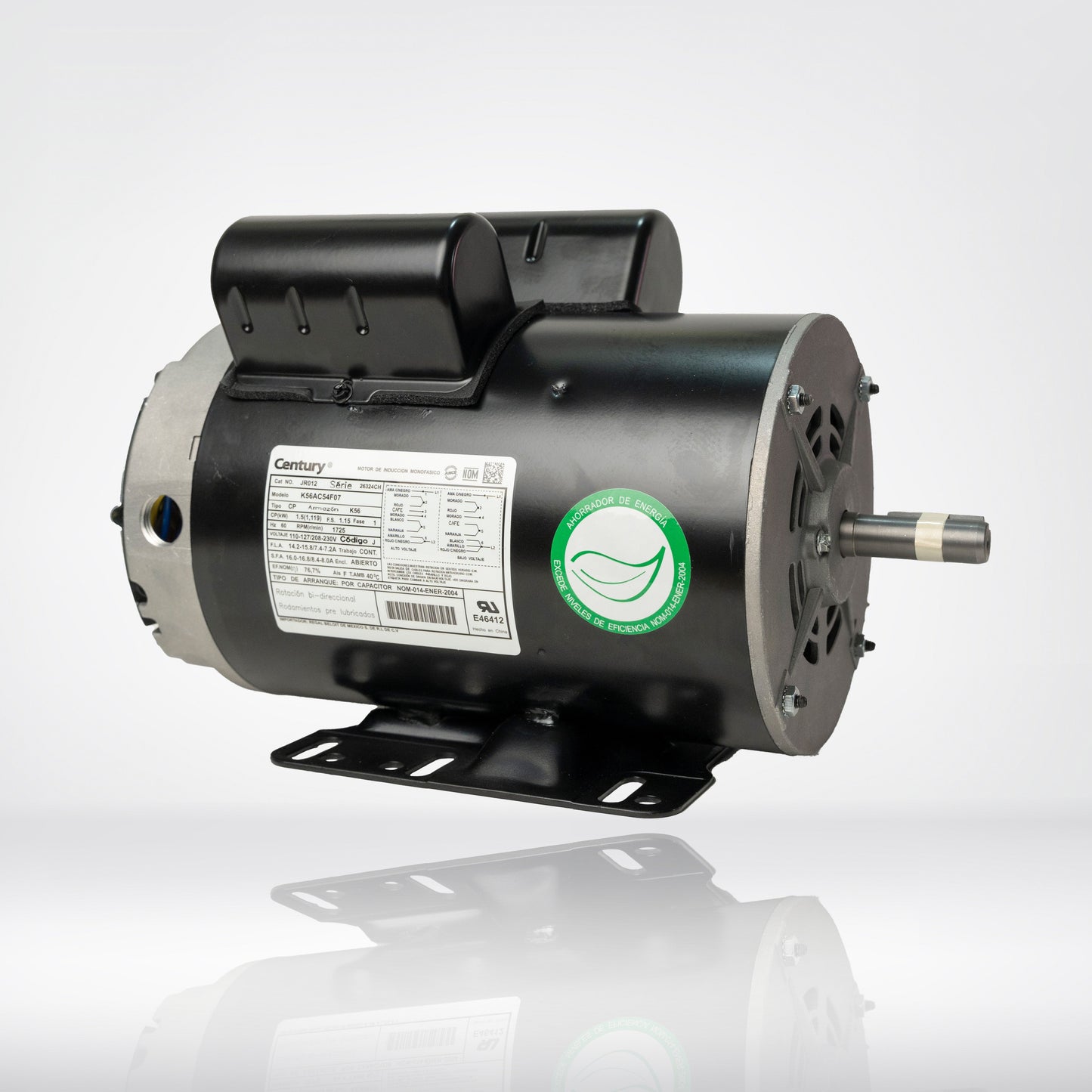 Motor Eléctrico Monofásico CENTURY 1.5 HP 1800 RPM Carcasa Semiabierta (ODP)