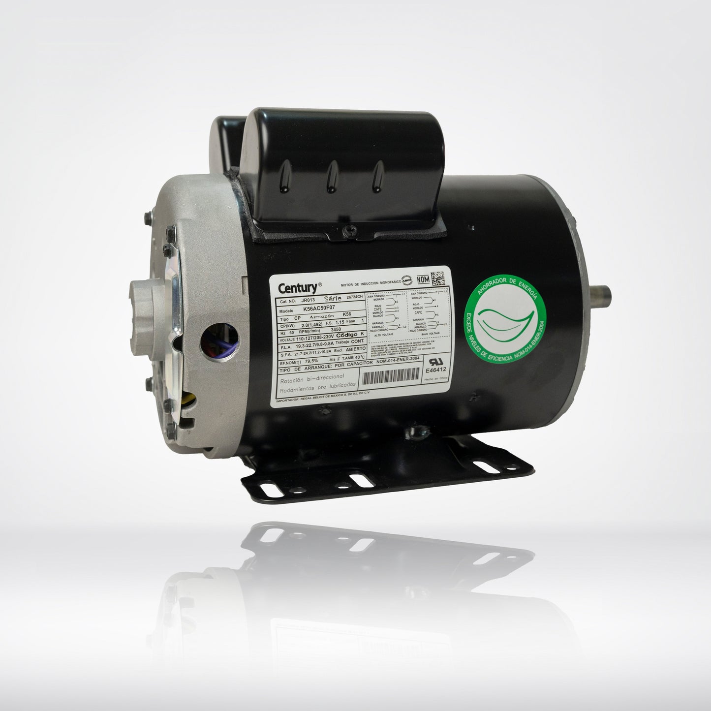 Motor Eléctrico Monofásico CENTURY 2 HP 3600 RPM Carcasa Semiabierta (ODP)