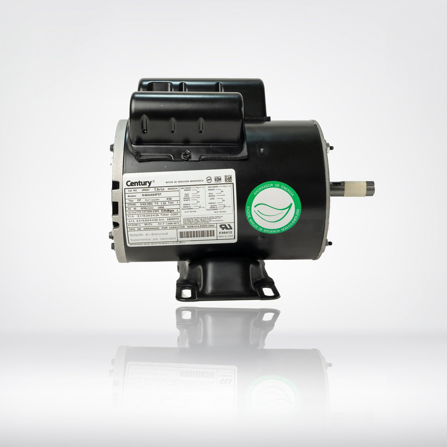 Motor Eléctrico Monofásico CENTURY 0.75 HP 3600 RPM Carcasa Semiabierta (ODP)