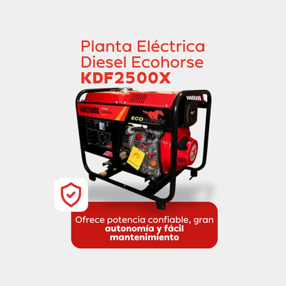 Planta Eléctrica Diesel Ecohorse KDF2500X 2,2 kW / 4,2 HP – Generador Monofásico 110/220 V