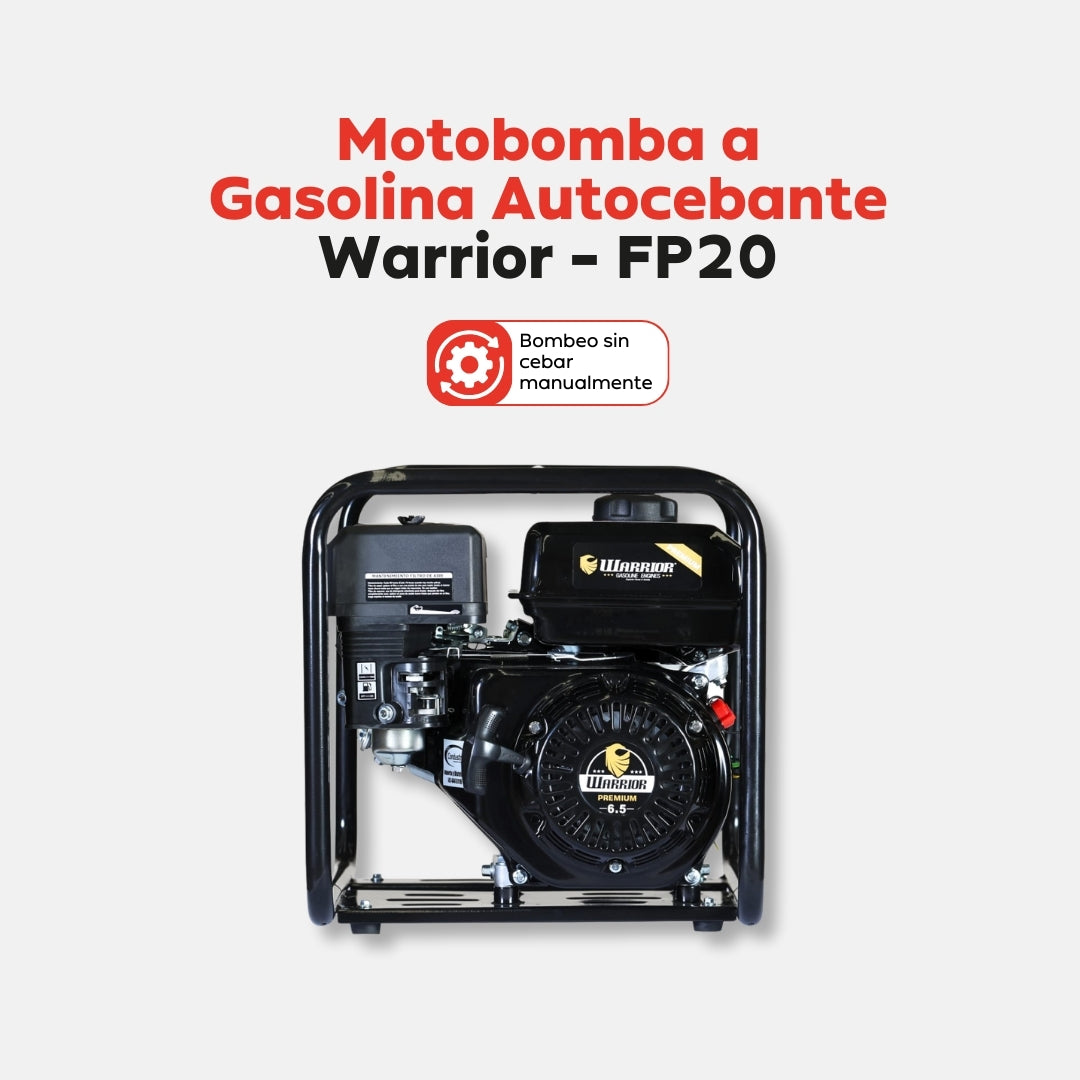 Motobomba Autocebante Warrior FP20 – 6.5 HP / 2″×2″ Succión Y Descarga