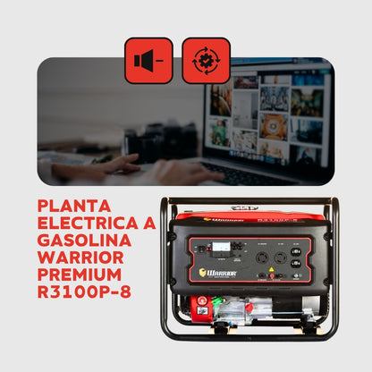 Planta Eléctrica Gasolina Warrior R3100P-8 – 3,1 kW (3.100W) / 110-240 V Monofásica