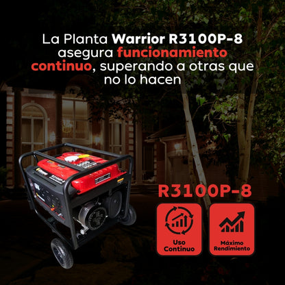 Planta Eléctrica Gasolina Warrior R3100P-8 – 3,1 kW (3.100W) / 110-240 V Monofásica