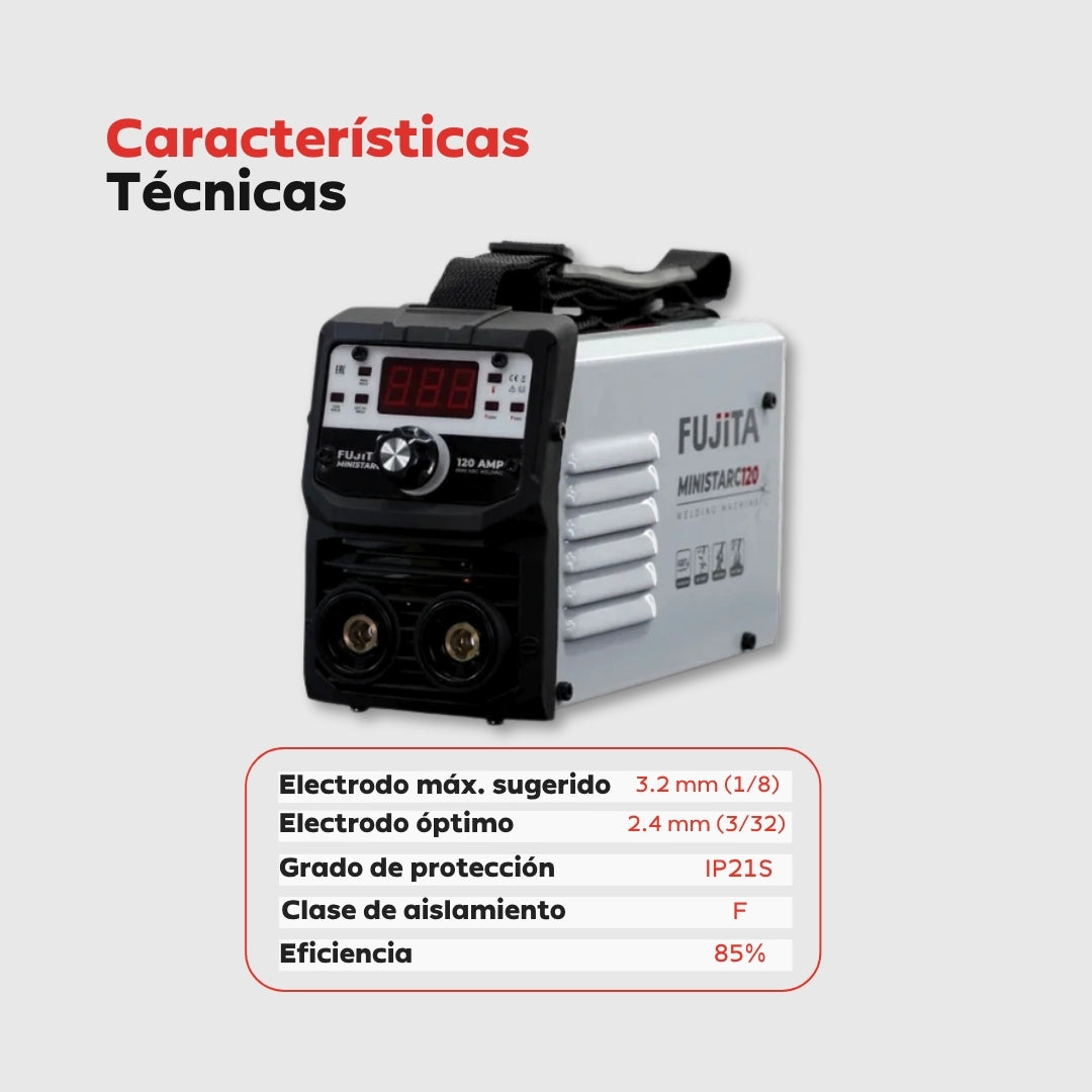 Soldadora Inversora Fujita MINISTARC120 – 120 A / 110-220 V Inverter Portátil
