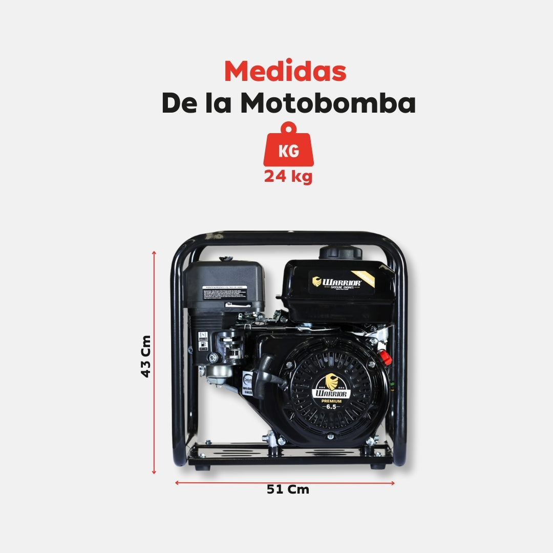 Motobomba Autocebante Warrior FP20 – 6.5 HP / 2″×2″ Succión Y Descarga