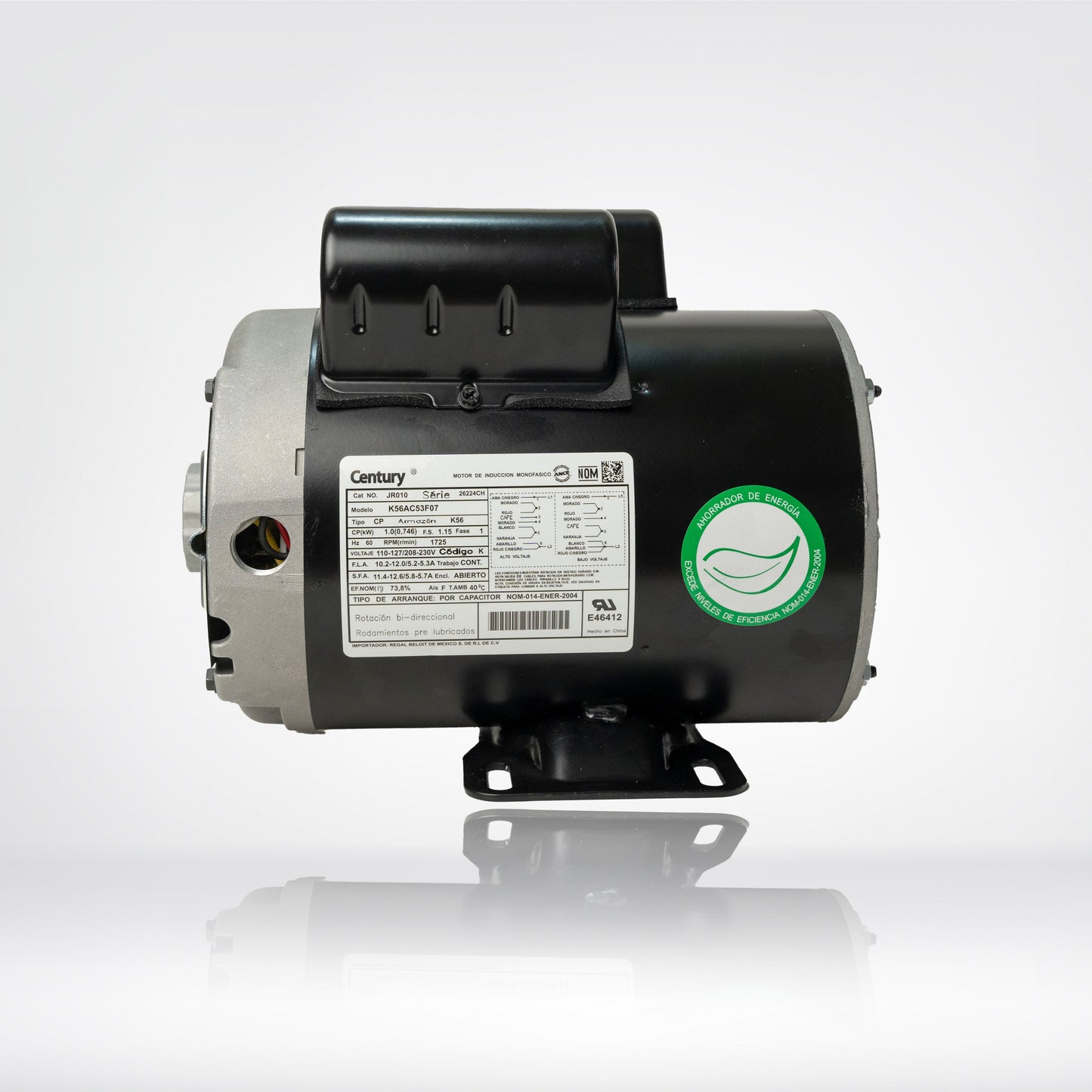 Motor Eléctrico Monofásico CENTURY 1 HP 1800 RPM - Semi Abierto ODP