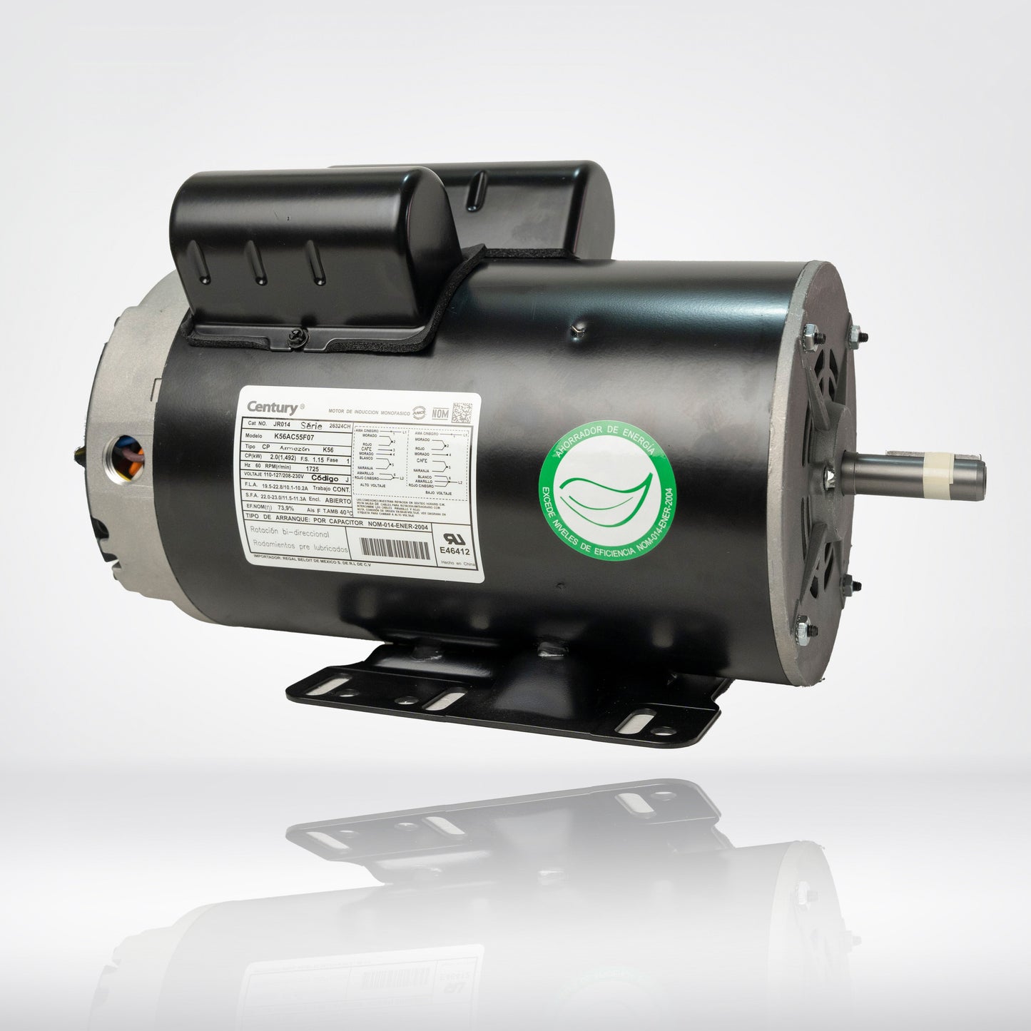 Motor Eléctrico Monofásico CENTURY 2 HP 1800 RPM Carcasa Semiabierta (ODP)