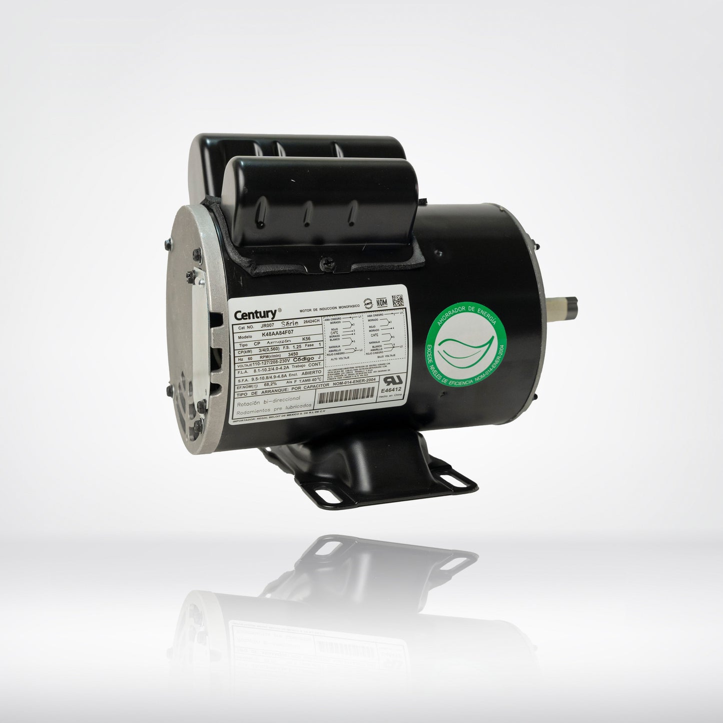 Motor Eléctrico Monofásico CENTURY 0.75 HP 3600 RPM Carcasa Semiabierta (ODP)